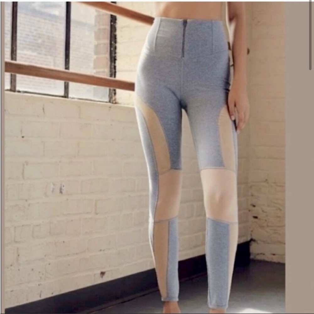 Free People FP Movement Cool Rider Mesh‎ Panel Leggings Grey Nude High Waist - Picture 4 of 10